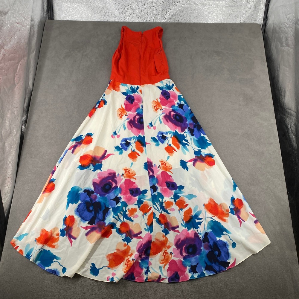 Vince Camuto Women Orange Floral High Low Maxi Dress Sleeveless Size 4 5969 - Picture 6 of 9